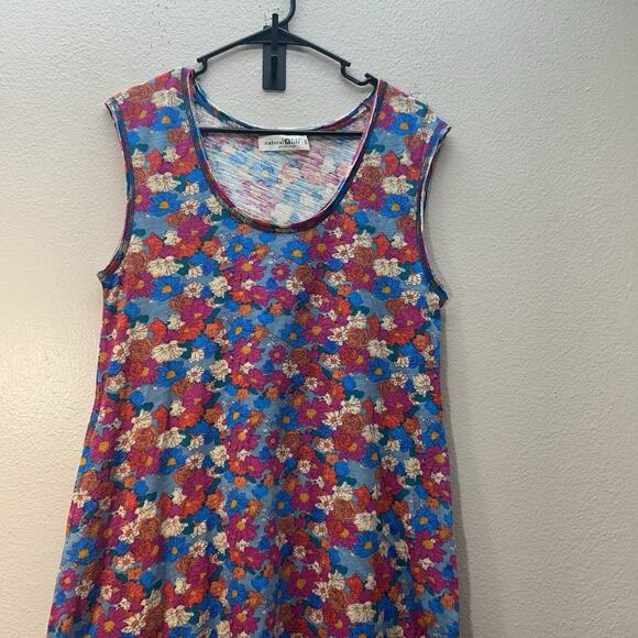 Natural Life Hangout 100% Cotton Boho Midi Dress Pink Floral Size S Sundress - Picture 3 of 7